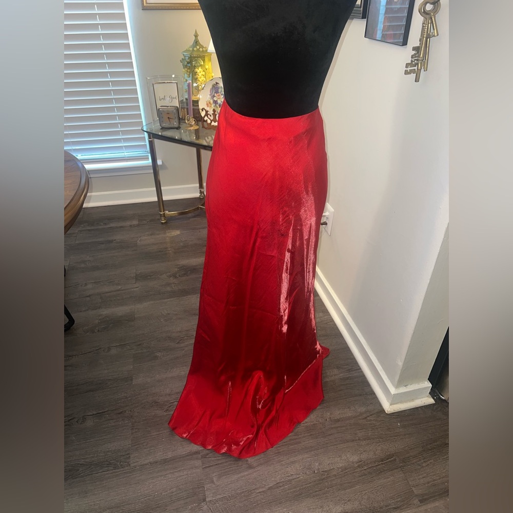 Vintage Cashé Red Satin Long Skirt